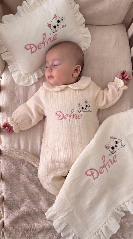 Sevimli Kedi Desenli 4 Kat 6'lı Hastane Çıkışı Set